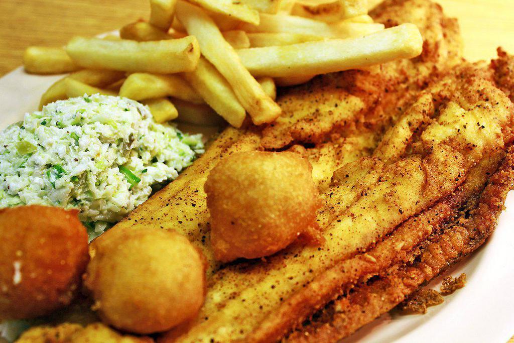Fish Dinner · Choice of flounder, catfish, whiting.