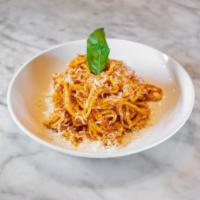 Spaghetti Pomodoro · pomodoro, basil, parmesan
