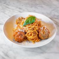 Spaghetti w/ Meatballs · beef meatballs, pomodoro, parmesan