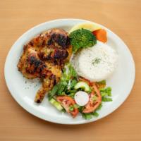 1/2 Pollo Asado Plato · 1/2 grilled chicken, 2 sides.
You can chance side dishes.