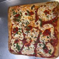 Old Fashioned Thin Pizza · Fresh tomato sauce with basil and mozzarella.