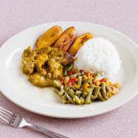 Large Curry Goat · Served with 3 sides.