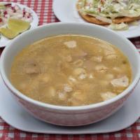 Pozole · Mexican hominy soup.