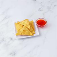 14. Crab Rangoon · 6 pieces. Wonton skin stuffed with crab meat and mixed with cream cheese.