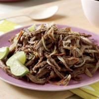 Vaca Frita · Brisket grilled with onion strips, rice, and beans or french fries.
