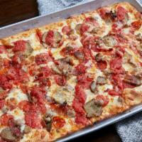 The Meat Lover Pizza · Pepperoni, sausage, meatballs, crispy bacon, fresh mozzarella, and tomato sauce.