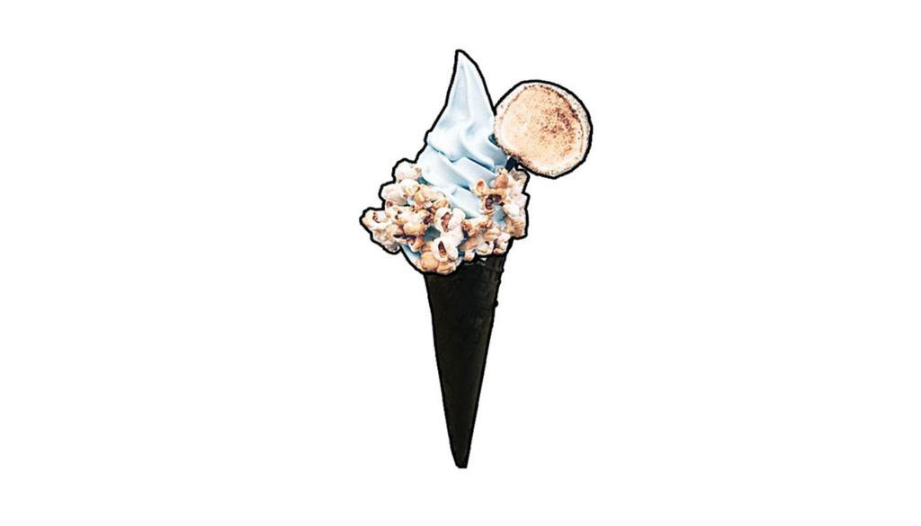 S'more Ice Cream · Toasted marshmallow popcorn black waffle cone with pure milk ice-cream.