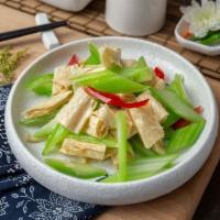 Celery with Rolled Bean Curd Skin 西芹腐竹 · 