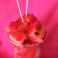 SANDILLADA  · SANDILLA SHAVED ICE WITH FRESH WATERMELON SLICES, RED CHAMOY AND LUCAS 