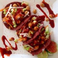 TACOS DE CHAMOY  · CHAMOY TORTILLA WITH CUCUMBER AND JICAMA PIECES WITH CACAHUATES JAPONESE, RED AND GREEN CHAM...