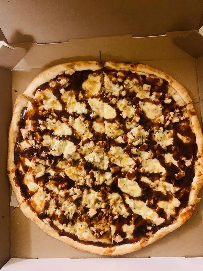 BBQ Pizza · Chicken, bbq sauce, & mozzarella.
