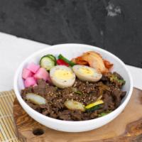 Bulgogi Beef Bowl · Rice bowl with Korean marinated thinly sliced beef. 