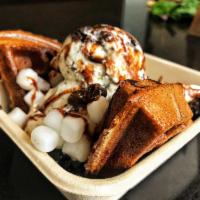 Oreo Waffle Shuffle · Belgium waffle with Oreo, Cookies N Cream ice cream, Mochi and Boba. (Best for curbside pick...