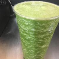 Sensation Smoothie · Kale, spinach, banana, pineapple, and coconut water.