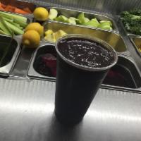 Blueberry Bonanza · Blueberry,Strawberry,banana, Made With Apple Juice