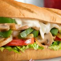 VEGGIE PHILLY HERO · Peppers & onions,mushroom lettuce & tomato,mozzarella cheese and ranch dressing
