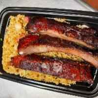 C8. BBQ Spare Rib Combination Platter · Served with pork fried rice and an egg roll.