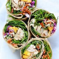 3. I Love Veggie Wrap Sandwich · Avocado, sprouts, carrots, cucumber, baby spinach with hummus spread.