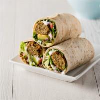 12. Falafel Wrap Sandwich · Served with crispy homemade falafel, lettuce, feta cheese, cucumber, and low-fat tahini sauce.