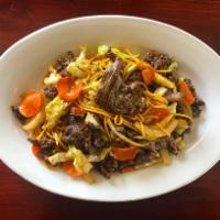 Beef Yakisoba Noodles · Stir fried Yakisoba noodles with House sauce & assorted vegetables. Stir Fried thin sliced b...