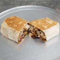 Twisted Burrito · Your choice of brown or white rice, black pinto or mashed beans. Your choice of meat or seaf...