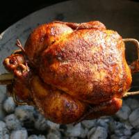 1/2 ROTISSERIE CHICKEN · SLOW COOKED ROTISSERIE CHICKEN SEASONED WITH ALL NATURAL HOME MADE MARINADE 