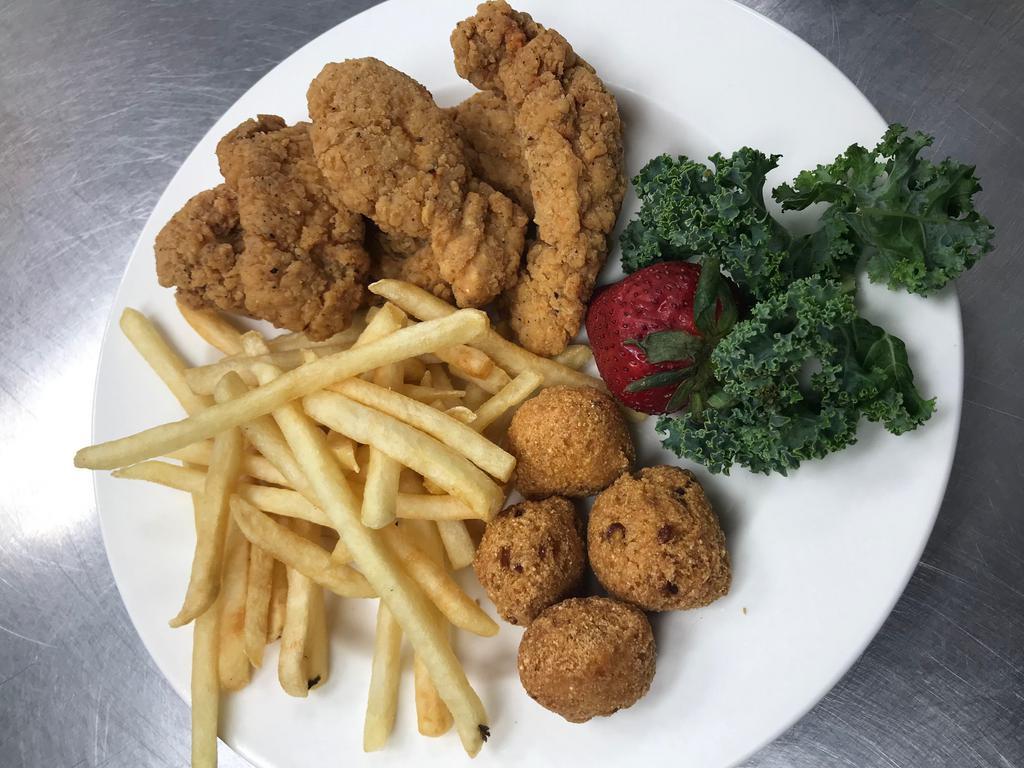 Chicken Fingers Lunch · 4 fingers with 2 sides.