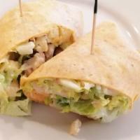 Grab & Go Chicken Caesar Wrap · Chicken, lettuce, Parmesan, and Caesar dressing.