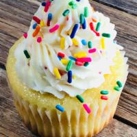 Vanilla Cupcake · Vanilla cupcake with vanilla buttercream frosting and sprinkles