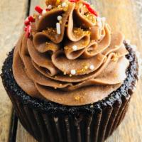 Chocolate Cupcake · Chocolate cupcake with chocolate buttercream frosting and sprinkles