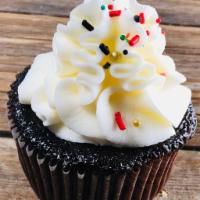 Chocolate Cupcake · Chocolate cupcake with vanilla buttercream frosting and sprinkles