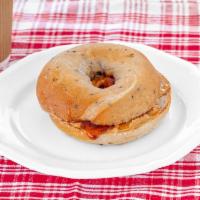 Peanut Butter ＆ Jam Bagel · Choice of Toasted Bagel with Peanut Butter ＆ Jam.