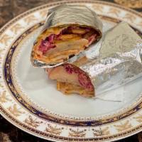 Vegetarian Sandwich · Fried home-style potatoes in uzbek bread or lavash topped with red cabbage, tomato, red onio...