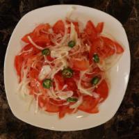 Achichuk Salad · Thinly sliced onions and tomatoes with salt to taste with optional hot peppers