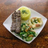 Shish Kabob · Ground beef and lamb with parsley, onion and our special blend of spices served with side sa...
