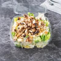 Grilled Chicken Caesar Salad · Crispy romaine lettuce, grated Parmesan cheese, croutons and grilled chicken.