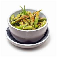 Chile Salt and Lime Edamame · Edamame tossed with a blend of tajin, togarashi, fresh lime juice, soy sauce and a touch of ...