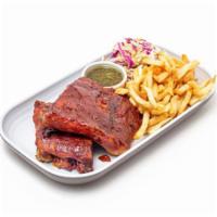Smoke Roasted BBQ Ribs · 1/2 rack of baby-back ribs, dry-rubbed with spices and smoke-roasted. Finished on the grill ...