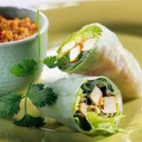 A2. Fresh Garden Rolls (V)(GF) · (2) large tofu, shredded vegetables, and vermicelli noodles wrapped in spring roll paper. Se...