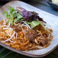Pad Thai · Bean sprouts, egg,peanut and chopped chinese pickles . Choice of chicken, beef, shrimp or ve...
