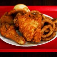 4 Pieces Chicken Combo · Served with 2 rolls, french fries and canned soda.