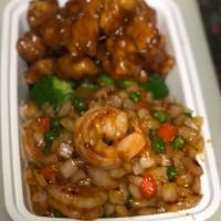 H10. Dragon & Phoenix · Shrimp in hot spicy sauce and chicken in General Tso's sauce. Spicy.