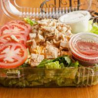 Grilled Southwest Chicken Salad · Grilled breast of chicken served over mixed greens with chopped tomatoes, sour cream, salsa,...