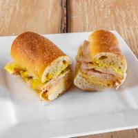 Bergen Sandwich · Roasted turkey breast with swiss cheese and honey mustard on french bread