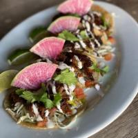 Beef Short Rib Barbacoa Tacos (GF) · Four pastured beef short rib tacos, cooked low and slow barbacoa style with the right amount...