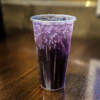 Handcrafted Lychee Blueberry Refresher · Tropical lychee juice, blueberry puree’, jasmine tea, lime juice, chia seed (*Vegan - Dairy ...