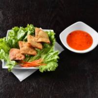 Crab Rangoon (4 Pcs) - Hoành Thánh Cua · Deep fried cheesy imitation crab meat, green onion, wrapped in wonton sheet and served with ...
