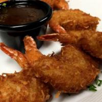 Coconut shrimp · Served with spicy ginger sauce
