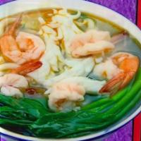 N4. Shrimp Noodle Soup · Soup that is made with shrimp, broth, noodles, and vegetables. 