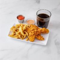Chicken Tender with Fries and Soda · 